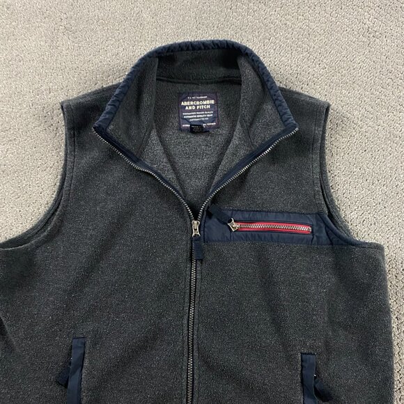 Vintage Abercrombie & Fitch Fleece Vest Men's XL Gray Y2K 90s - Picture 4 of 11